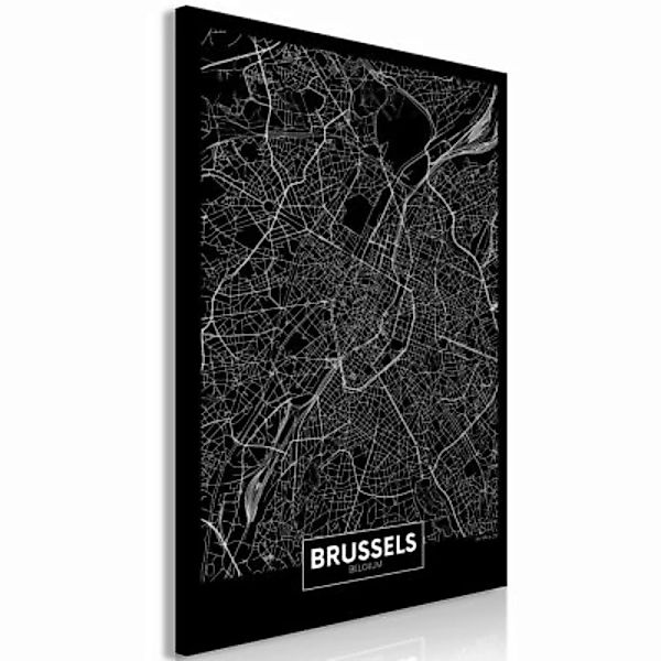artgeist Wandbild Dark Map of Brussels (1 Part) Vertical schwarz/weiß Gr. 4 günstig online kaufen