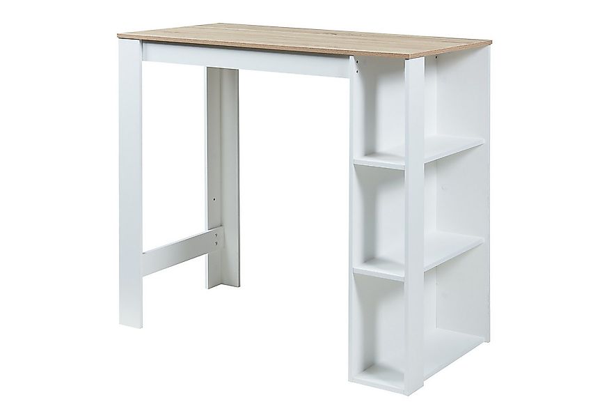 en.casa Bartisch, »Danderyd« 120x60x106 cm mit 3 Ablagefächern Weiß/Eicheop günstig online kaufen