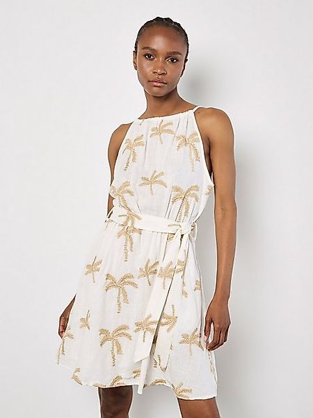Apricot Minikleid Neckholder-Kleid, (2-tlg., Stoffgürtel) mit Palmen-Muster günstig online kaufen