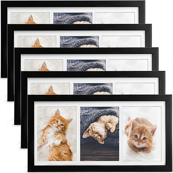Bomoe Galeria Bilderrahmen 3 Bilder 10x15cm Schwarz 5tlg günstig online kaufen