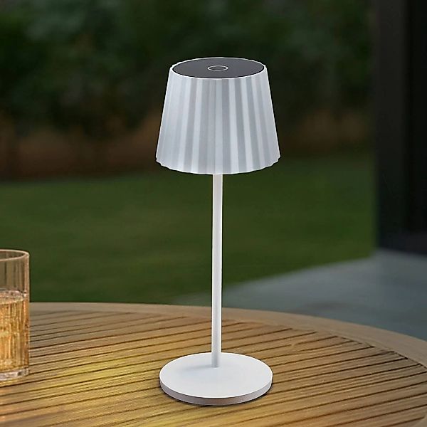 Lindby LED-Akku-Tischleuchte Esali, weiß, Rillen, 29cm günstig online kaufen