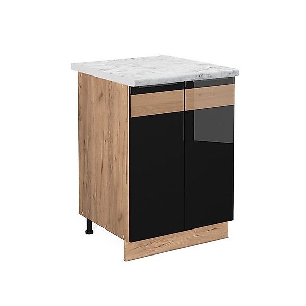 Vicco Küchenunterschrank Fame-Line Schwarz Eiche hochglanz/Goldkraft Eiche günstig online kaufen