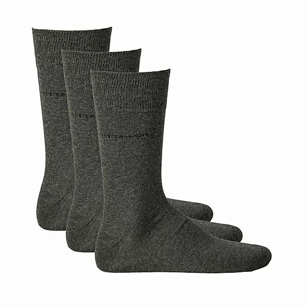 TOM TAILOR 3er Pack Herren Socken - Basic, einfarbig Grau 39-42 günstig online kaufen