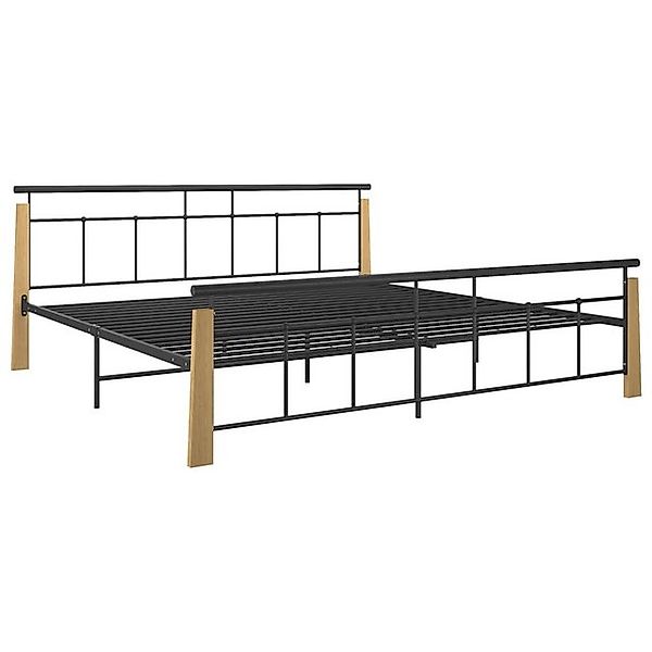 vidaXL Bettgestell, Bettrahmen Metall und Massivholz Eiche 200x200 cm günstig online kaufen