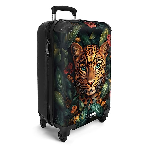 NoBoringSuitcases.com© Hartschalen-Trolley Leopard zwischen tropischen Blum günstig online kaufen