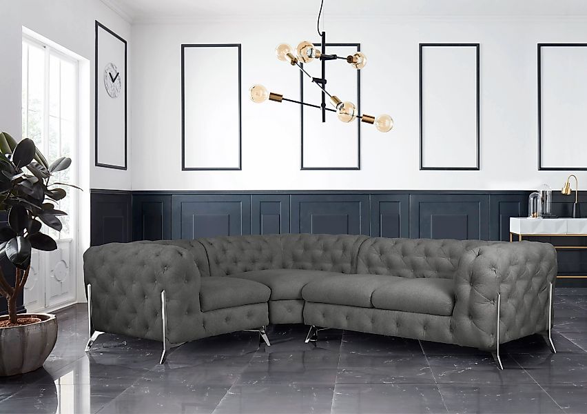 Leonique Chesterfield-Sofa »Amaury L-Form«, moderne Chersterfield-Optik, Br günstig online kaufen