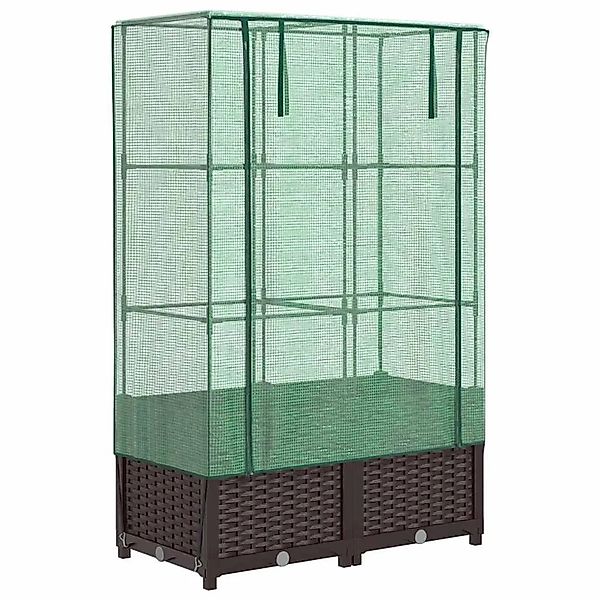vidaXL Hochbeet mit Gewächshaus-Aufsatz Rattan-Optik 80x40x138 cm 4015800 günstig online kaufen