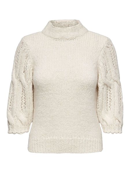 ONLY 3/4-ärmel Hoher Kragen Wolle Pullover Damen White günstig online kaufen