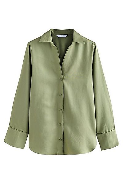 Next Langarmbluse Bluse mit offenem Ausschnitt aus Satin und Leinen (1-tlg) günstig online kaufen