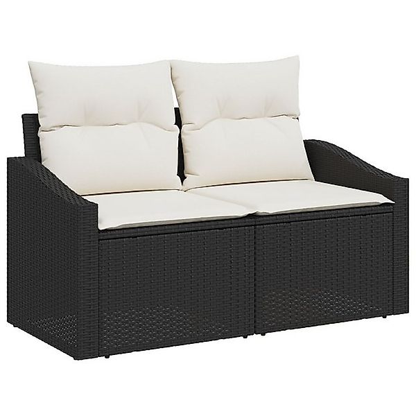 vidaXL Loungesofa 8-teiliges Garten-Sofa-Set mit Kissen Schwarz Poly-Rattan günstig online kaufen