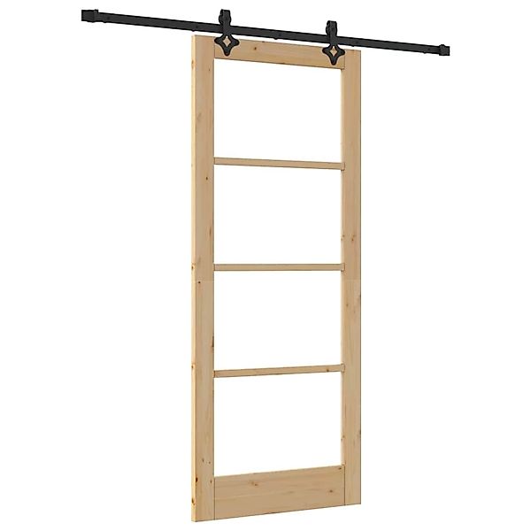 vidaXL Schiebetür ORKDAL Braun 83 x 202 cm Holz und Metall 3332165 günstig online kaufen