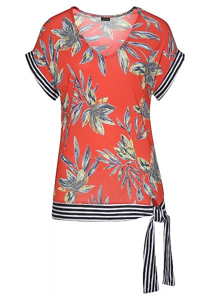 LASCANA Strandshirt mit Blumenmuster und Schleifendetail, Kurzarmshirt, Blu günstig online kaufen