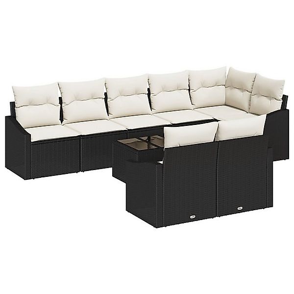vidaXL Loungesofa 8-teiliges Garten-Ess-Set mit Kissen in Braun aus Poly-Ra günstig online kaufen