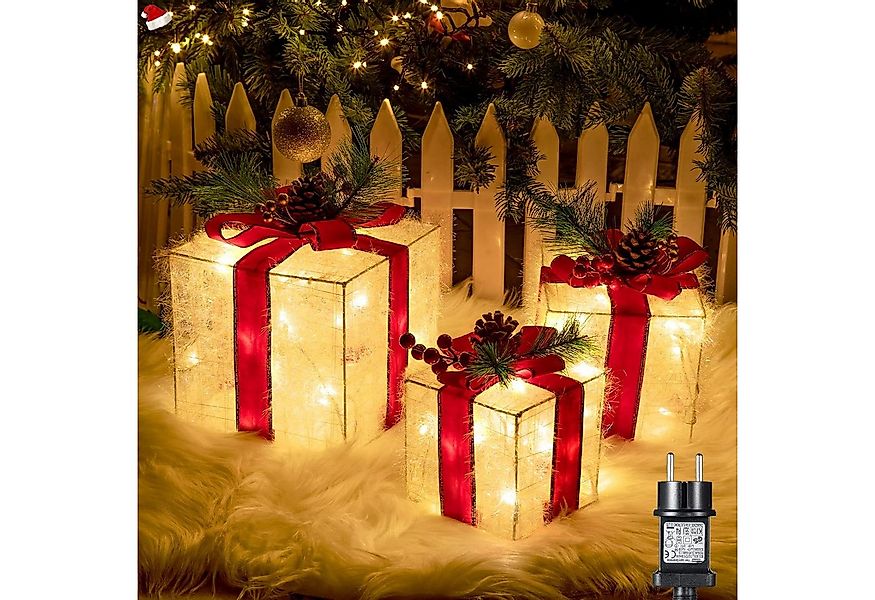 Elegear Weihnachtsfigur 3er Set LED Geschenkbox Weihnachten, Weihnachtsdeko günstig online kaufen