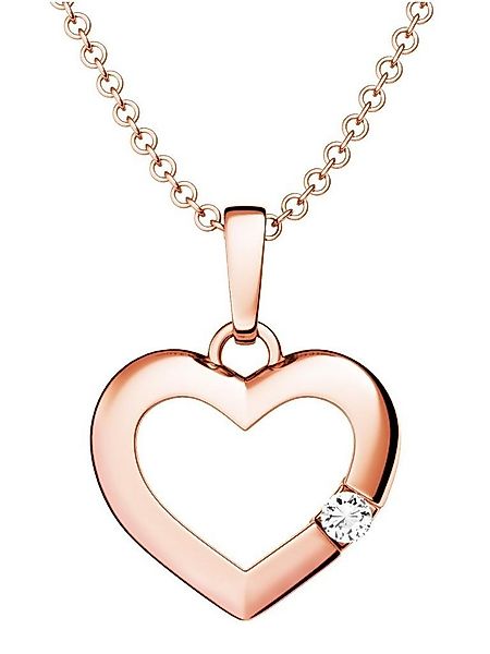 Amoonic Herzkette Halskette Damen Silber 925 Kette mit Herzanhänger und Zir günstig online kaufen
