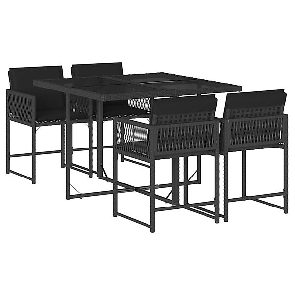 vidaXL 5-tlg Garten-Essgruppe mit Kissen Schwarz Poly Rattan Modell 166 günstig online kaufen