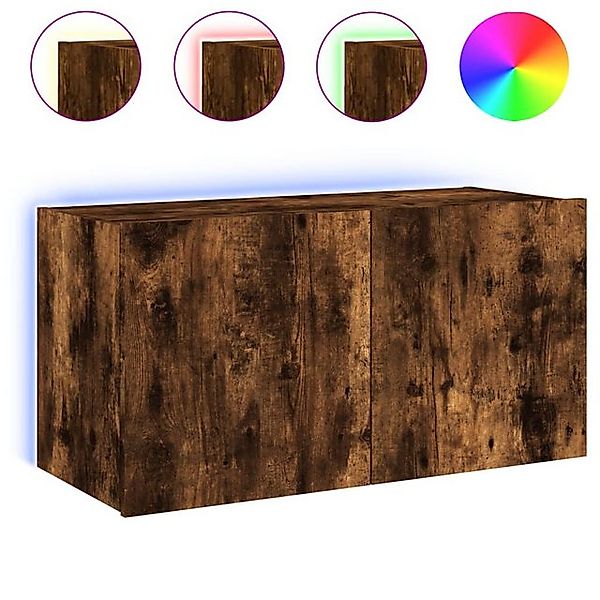 vidaXL TV-Schrank TV-Wandschrank mit LED-Leuchten Räuchereiche 80x35x41 cm günstig online kaufen