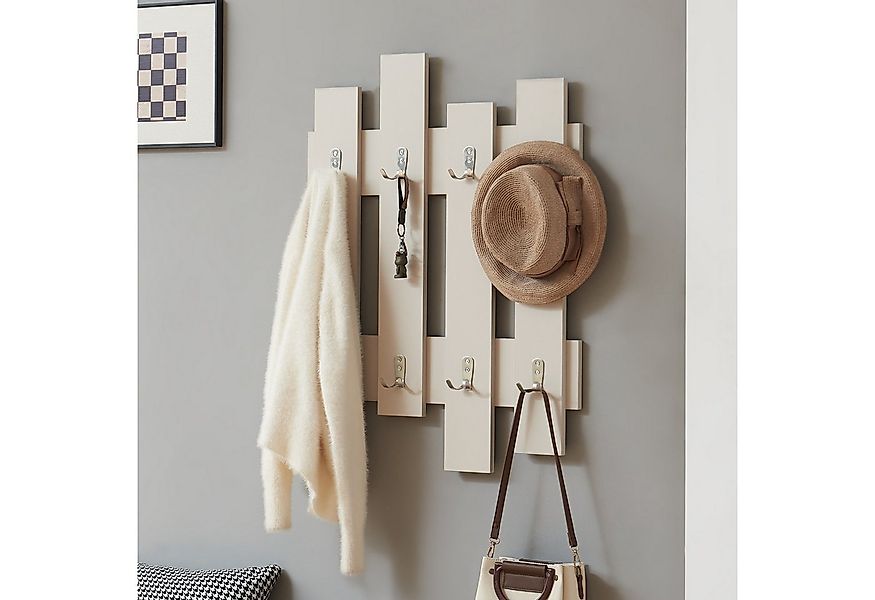 en.casa Wandgarderobe, »Raseborg« mit 16 Haken 60 x 80 cm Beige günstig online kaufen