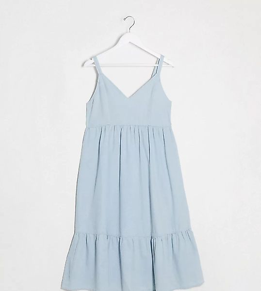 Mamalicious Maternity – Midi-Jeanskleid in Blau günstig online kaufen