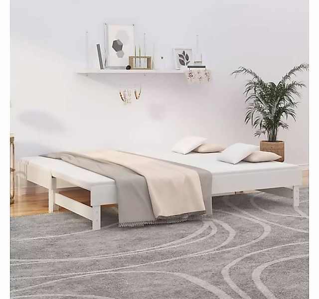 furnicato Bett Tagesbett Ausziehbar Weiß 2x(90x200) cm Massivholz Kiefer günstig online kaufen