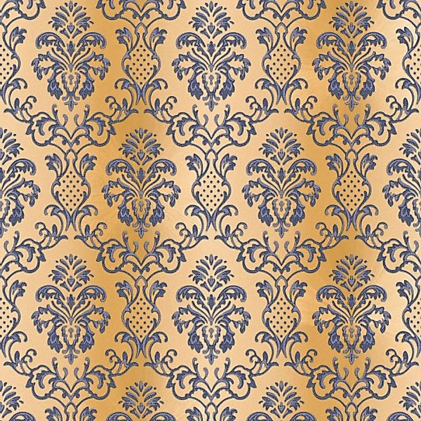 Bricoflor Neobarock Tapete Gold Blau Grau Wohnzimmer und Esszimmer Vliestap günstig online kaufen