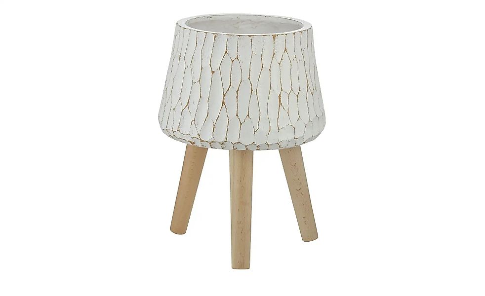HOME STORY Übertopf auf Holzbeinen   ¦ weiß ¦ Magnesia,Fiberglas ¦ Maße (cm günstig online kaufen