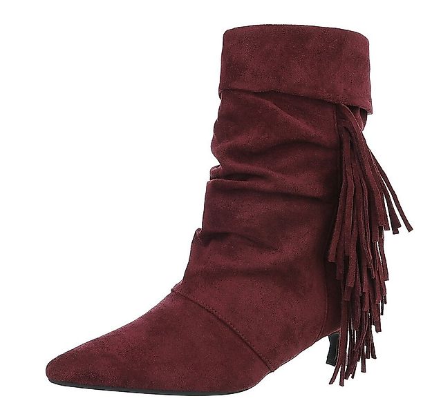 Ital-Design Eleganter Stiefel mit Fransendetails für Damen Stiefelette (904 günstig online kaufen