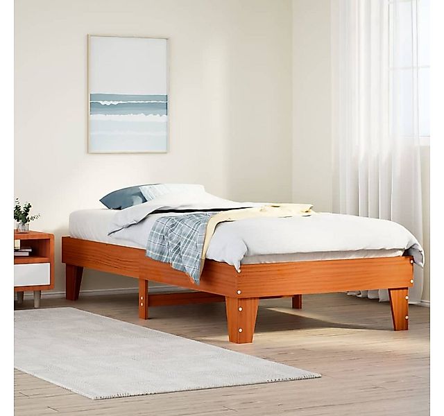 vidaXL Bett, Massivholzbett ohne Matratze Wachsbraun 90x200 Kiefernholz günstig online kaufen