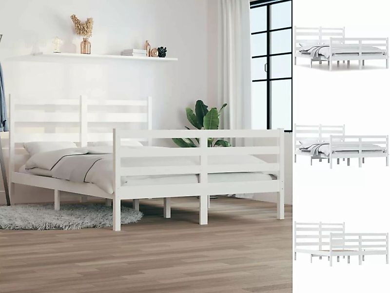 vidaXL Bettgestell Massivholzbett Kiefer 160x200 cm Weiß Bett Bettgestell D günstig online kaufen