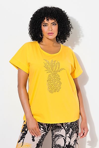 Ulla Popken T-Shirt T-Shirt Zierstein-Ananas Oversized günstig online kaufen