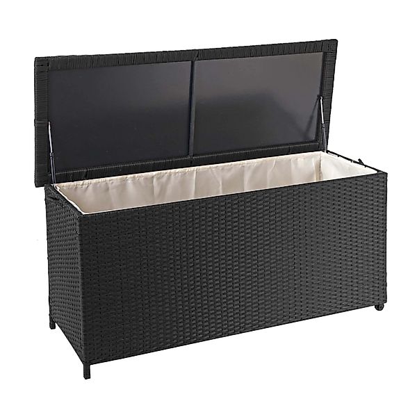 Proregal Poly-Rattan Kissenbox HxBxT 63x135x52cm Premium Schwarz 320L Garte günstig online kaufen