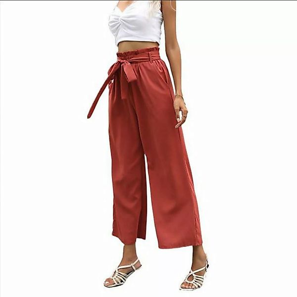 ZWY Loungepants Damenhose mit hoher Taille in einfarbigem Neun-Punkte-Schla günstig online kaufen