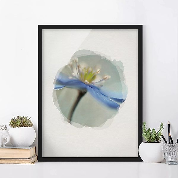 Bild mit Rahmen Blumen - Hochformat Wasserfarben - Tanzende Anemonen günstig online kaufen