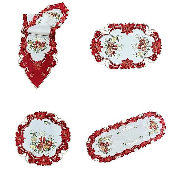 Westernlifestyle Tischläufer Weihnachtsdecke Rot Weiß bestickt mit Kerzen W günstig online kaufen