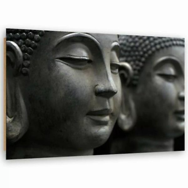 FEEBY® Kunst graue Buddha-Statue Leinwandbilder bunt Gr. 90 x 60 günstig online kaufen