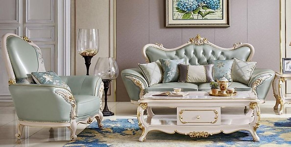 JVmoebel Sofa Klassische Sofagarnitur 2tlg Set 31 Sitzer Ledersofa Sitzgarn günstig online kaufen