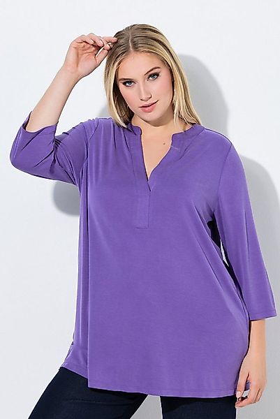 Ulla Popken Longshirt Tunika-Shirt A-Linie Tunika-Ausschnitt 3/4-Arm günstig online kaufen
