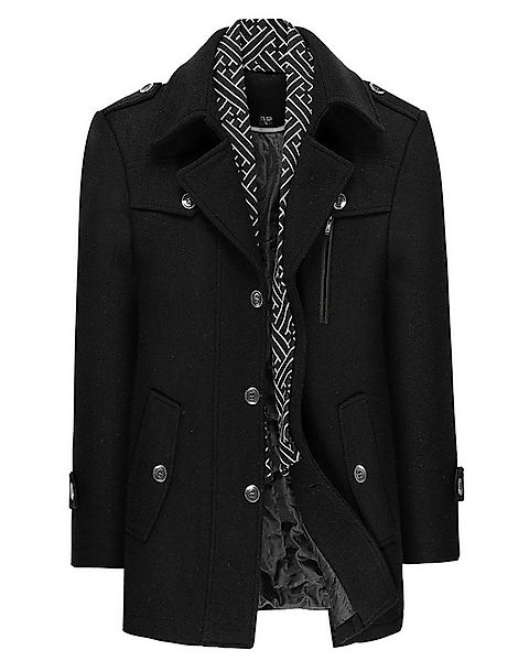 Allthemen Kurzmantel mit abnehmbarem Fake-Kragen Wintermantel Herren Wollma günstig online kaufen