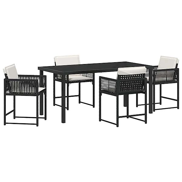 vidaXL Garten Essgruppe 5-Tlg Schwarz Poly-Rattan 3380743 günstig online kaufen