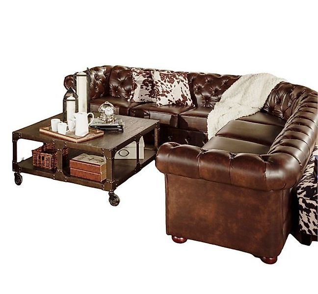 JVmoebel Ecksofa Chesterfield Ecksofa 3-E-3 Sofa Couchen Couch Sofas Kunstl günstig online kaufen