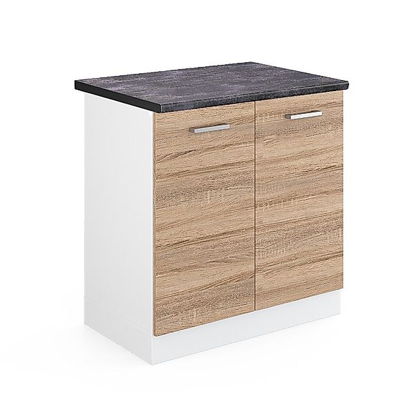 Vicco Spülenunterschrank R-Line, Sonoma/Weiß, 80 cm, günstig online kaufen