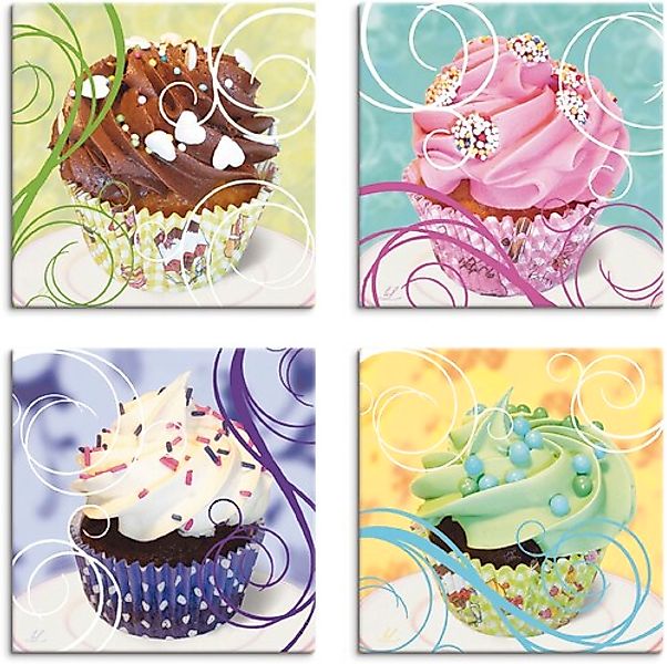 Artland Leinwandbild "Cupcakes", Süßspeisen, (4 St.), 4er Set, verschiedene günstig online kaufen