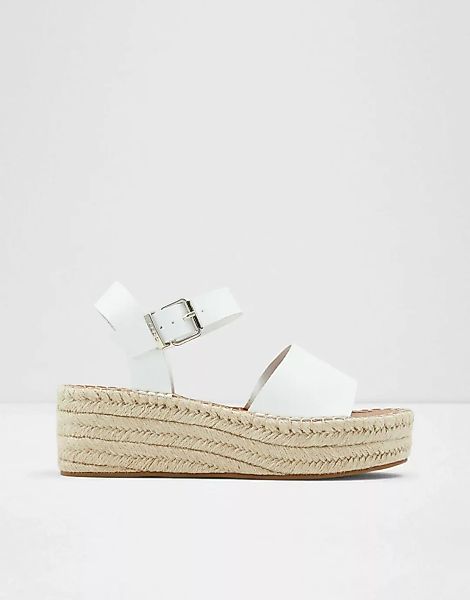 ALDO – Abearith – Espadrilles-Sandalen mit flacher Plateausohle in Weiß günstig online kaufen
