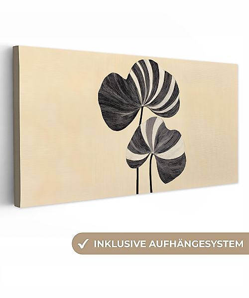 OneMillionCanvasses® Leinwandbild Panorama Schwarz - Blätter günstig online kaufen