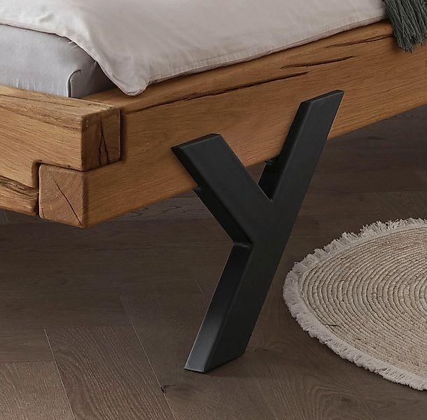 Home affaire Massivholzbett "Ultima Balkenbett Doppelbett, Füße aus Metall günstig online kaufen