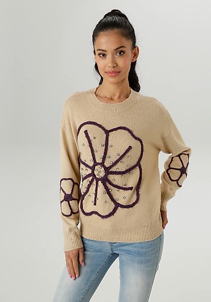 Aniston SELECTED Strickpullover vorne mit funkelnden Glitzersteinen verzier günstig online kaufen