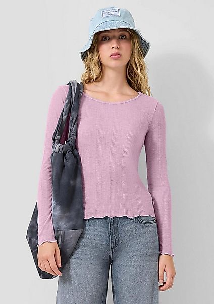 QS Langarmshirt T-Shirt Leicht transparentes Rippshirt günstig online kaufen