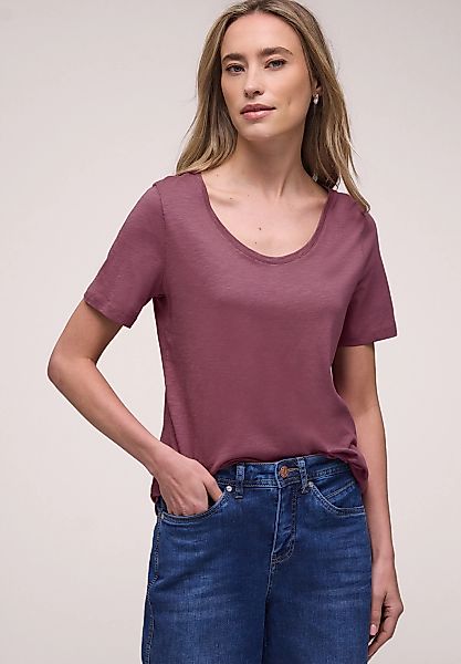 STREET ONE T-Shirt mit abgerundetem V-Ausschnitt günstig online kaufen