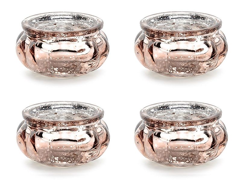 partydeco Kerzenhalter, Teelichtgläser 6x3cm roségold 4er günstig online kaufen