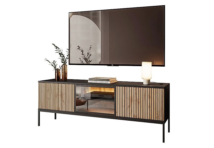 Lookway Lowboard RTV ECLIPSE 154 Schrank mit Beleuchtung Eiche schwarz wota günstig online kaufen